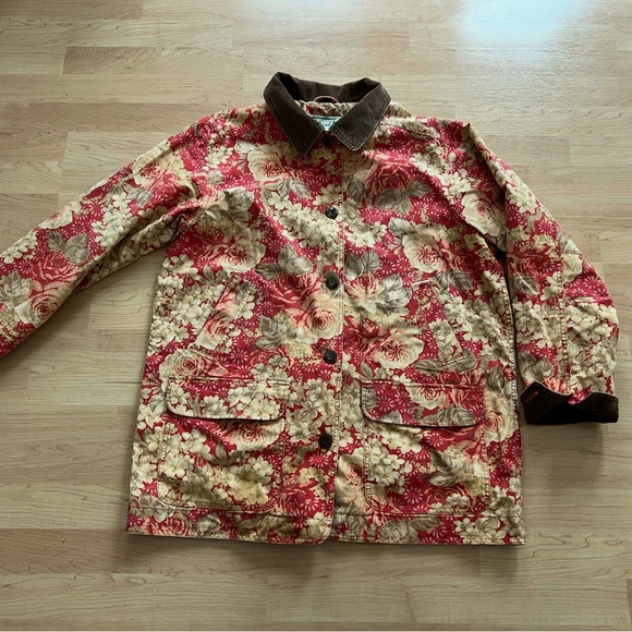 VINTAGE LL BEAN CHORE COAT FLORAL PRINT BARN JACKET XL - Picture 8 of 11